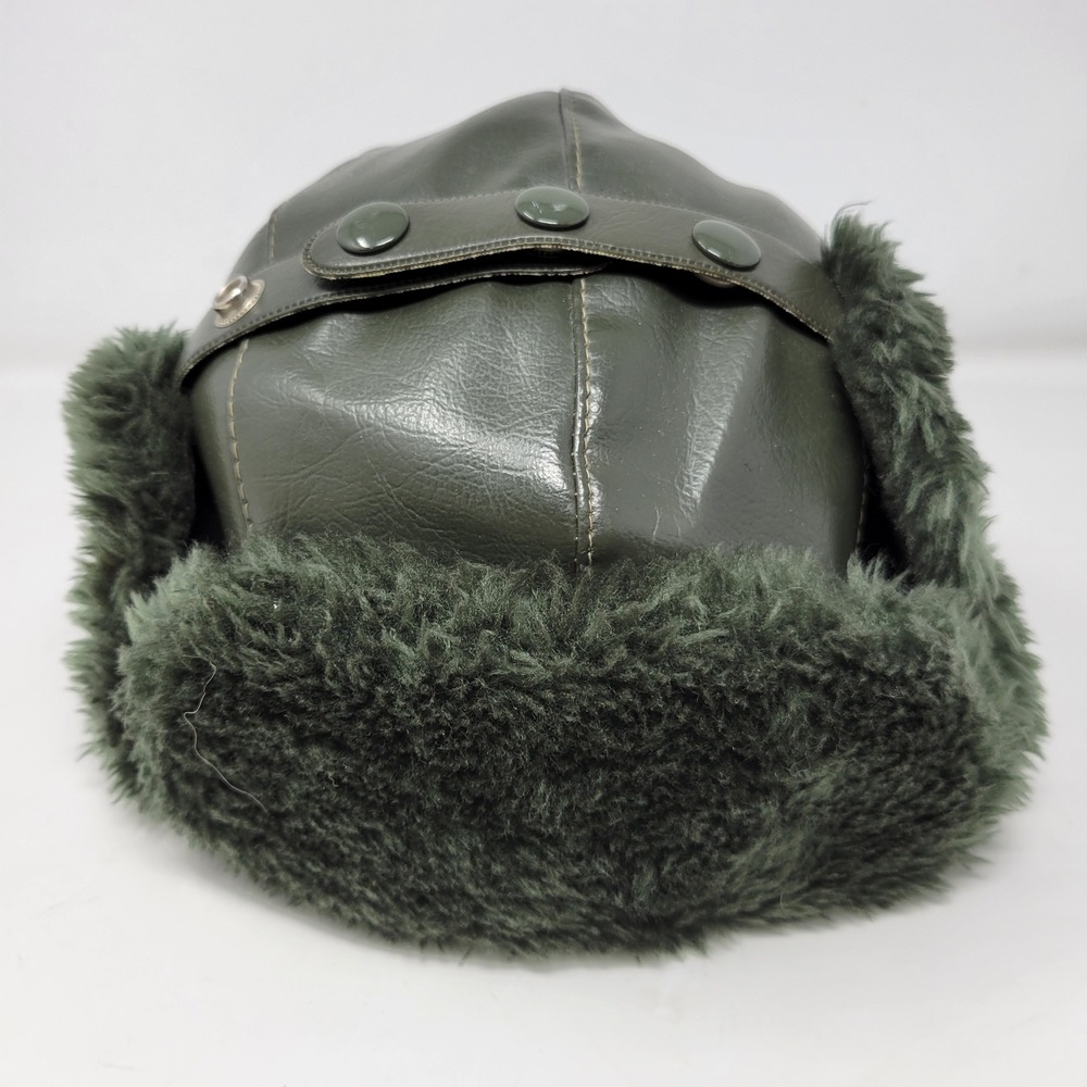 Vintage‎ YA Hunter Green Hat Snap Up Ear Muffs Hunting Aviator Bomber Hat